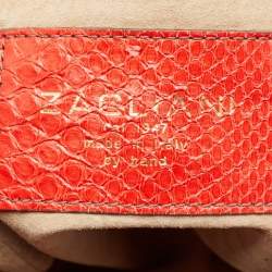Zagliani Red Python JJ Flap Hobo