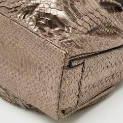 Pre Owned Zagliani Metallic Python Flap Hobo