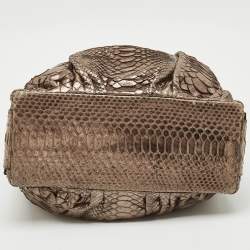 Pre Owned Zagliani Metallic Python Flap Hobo