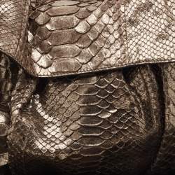 Pre Owned Zagliani Metallic Python Flap Hobo