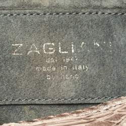 Pre Owned Zagliani Metallic Python Flap Hobo