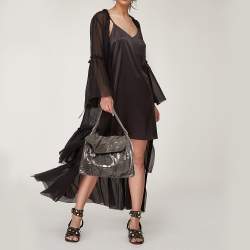 Pre Owned Zagliani Metallic Python Flap Hobo