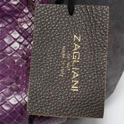 Pre Owned Zagliani Multicolor Suede and Python Clutch