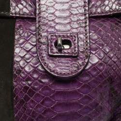 Pre Owned Zagliani Multicolor Suede and Python Clutch
