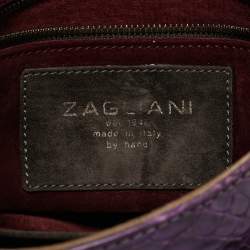 Pre Owned Zagliani Multicolor Suede and Python Clutch