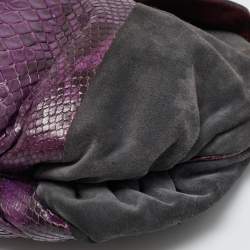 Pre Owned Zagliani Multicolor Suede and Python Clutch
