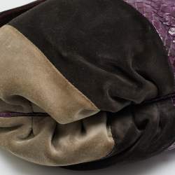 Pre Owned Zagliani Multicolor Suede and Python Clutch