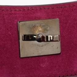 Pre Owned Zagliani Purple Python Turn Luck Clutch