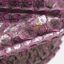 Pre Owned Zagliani Purple Python Turn Luck Clutch