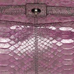 Pre Owned Zagliani Purple Python Turn Luck Clutch