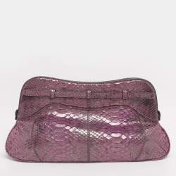 Pre Owned Zagliani Purple Python Turn Luck Clutch