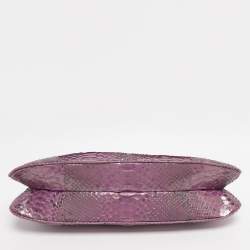 Pre Owned Zagliani Purple Python Turn Luck Clutch