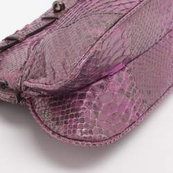 Pre Owned Zagliani Purple Python Turn Luck Clutch