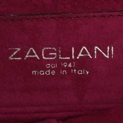 Pre Owned Zagliani Purple Python Turn Luck Clutch