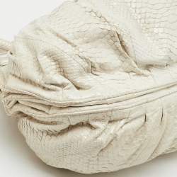 Pre Owned Zagliani White Python Puffy Satchel