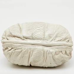 Pre Owned Zagliani White Python Puffy Satchel