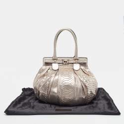 Pre Owned حقيبة هوبو زاغلياني منفوخة جلد ثعبان معدني وردي