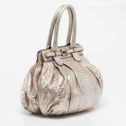 Pre Owned حقيبة هوبو زاغلياني منفوخة جلد ثعبان معدني وردي