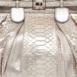 Pre Owned حقيبة هوبو زاغلياني منفوخة جلد ثعبان معدني وردي