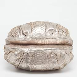 Pre Owned حقيبة هوبو زاغلياني منفوخة جلد ثعبان معدني وردي