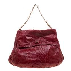 Zagliani Red Python Flap Hobo