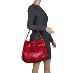 Zagliani Red Python Flap Hobo