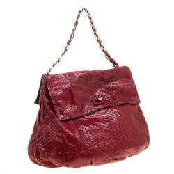 Zagliani Red Python Flap Hobo