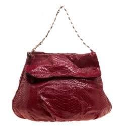 Zagliani Red Python Flap Hobo