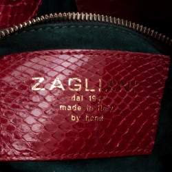 Zagliani Red Python Flap Hobo