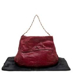 Zagliani Red Python Flap Hobo
