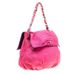 Zagliani Pink Python Chain Strap Hobo