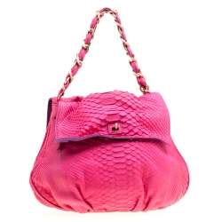 Zagliani Pink Python Chain Strap Hobo