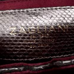 Zagliani Gun Metal Python Small Puffy Bag