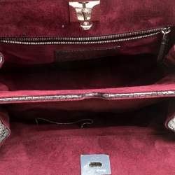 Zagliani Gun Metal Python Small Puffy Bag