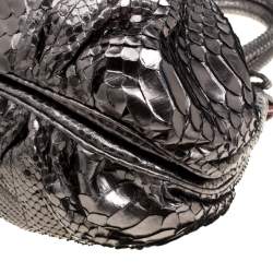 Zagliani Gun Metal Python Small Puffy Bag
