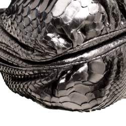 Zagliani Gun Metal Python Small Puffy Bag