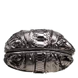Zagliani Gun Metal Python Small Puffy Bag