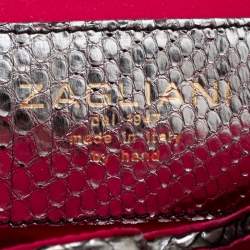 Zagliani Black/Grey Python and Fabric Puffy Tote
