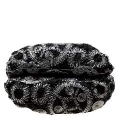 Zagliani Black/Grey Python and Fabric Puffy Tote