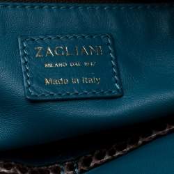 Zagliani Brown Python Tomodachi Weekender Bag