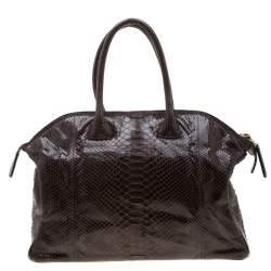 Zagliani Brown Python Tomodachi Weekender Bag
