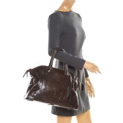 Zagliani Brown Python Tomodachi Weekender Bag