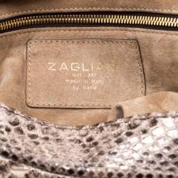 Zagliani Beige Metallic Python JJ Hobo