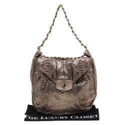 Zagliani Beige Metallic Python JJ Hobo