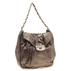 Zagliani Beige Metallic Python JJ Hobo