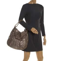 Zagliani Beige Metallic Python JJ Hobo