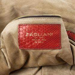 Zagliani Red Matte Python JJ Bag