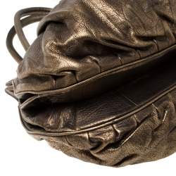 Zagliani Gold/Black Leather Puffy Hobo