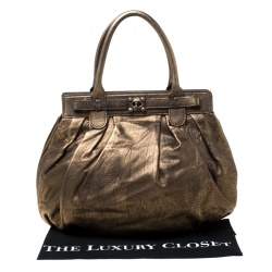 Zagliani Gold/Black Leather Puffy Hobo