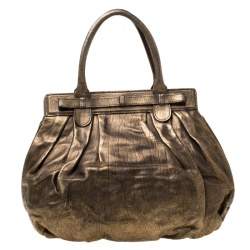 Zagliani Gold/Black Leather Puffy Hobo